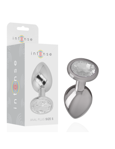 Intense - Plug Anal Metal Aluminio Con Cristal Plata Talla S