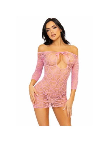 Leg Avenue - Mini Vestido Heart Net Talla única - Rosa