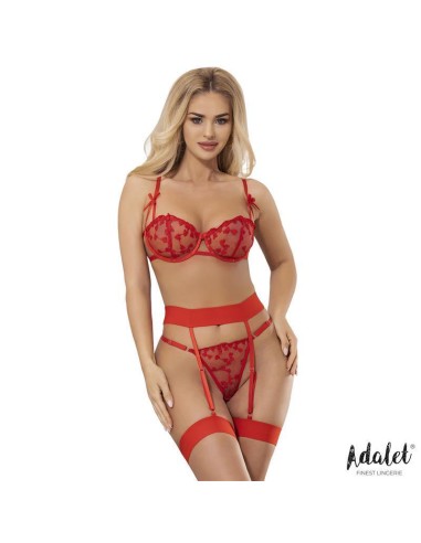 Zoey Set Sujetador, Tanga Y Liguero Con Corazones Rojo Talla (interno):s/m