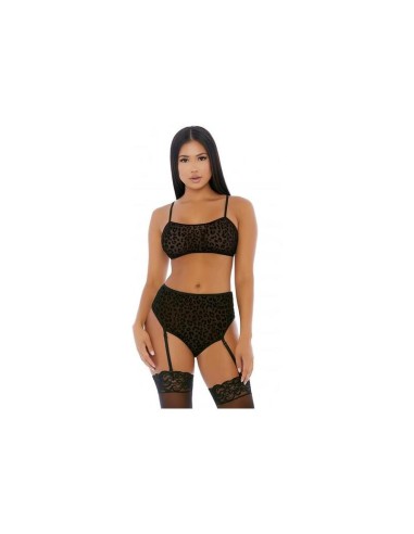 Lustful Leopard Cami Lingerie Set Negro