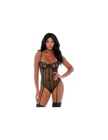 Caged In Love Conjunto Body Con Ligueros - Negro