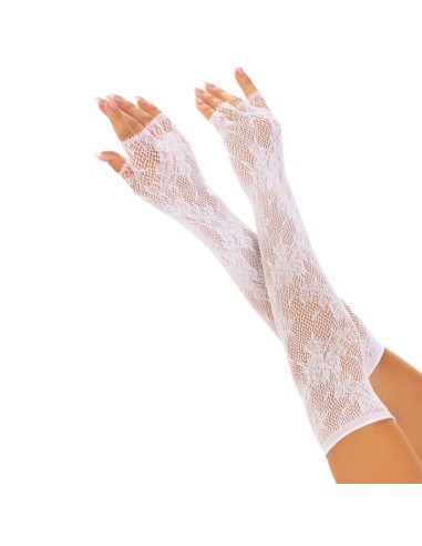 Leg Avenue - Guantes Sin Dedos Red Floral Blanco