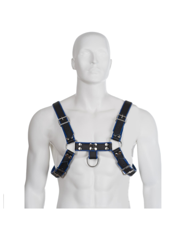 Leather Body - Arnes Cuero Azul Y Negro Chest Bulldog