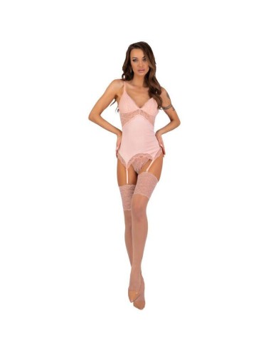 Livco Corsetti Fashion - Persinne Peach Set Corset + Panty + Medias S/m