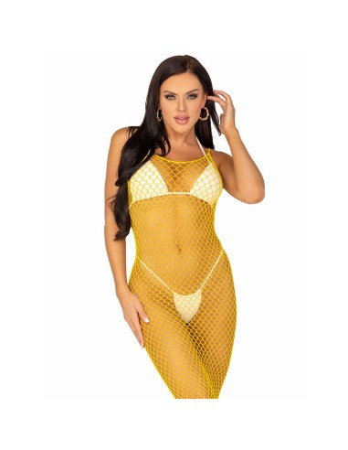 Leg Avenue - Vestido De Rejilla Largo Amarillo Talla única