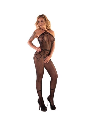 Livco Corsetti Fashion - Hacint Lc 17342 Bodystocking Crotchless Negro Talla única