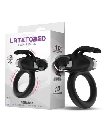 Fermax Anillo Vibrador Con Conejito Usb Silicona Negro