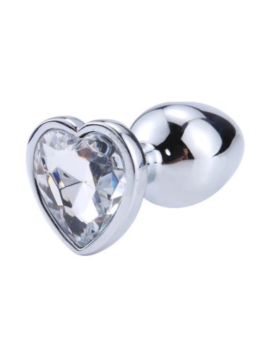 Plug Anal Con Joya De Corazón Blanco Talla L