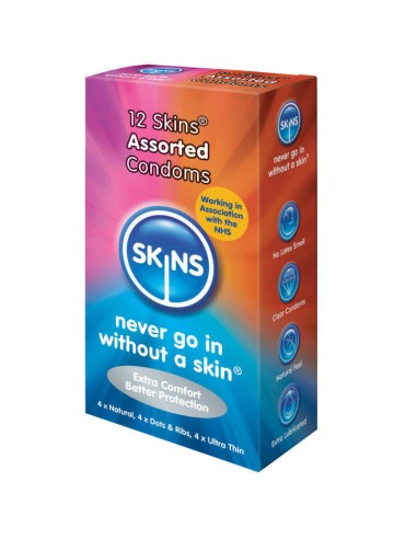 Skins Preservativos Natural + Fino + Puntos & Estrias 12 Uds