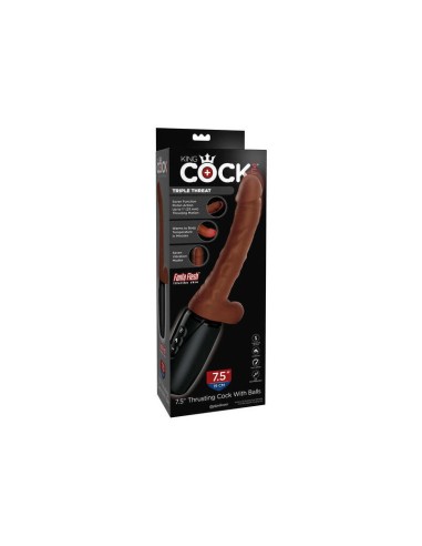 Vibrador King Cock Plus Triple Threat - Marrón