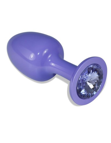 Plug Anal De Metal Púrpura Rosebud Con Joya Azul