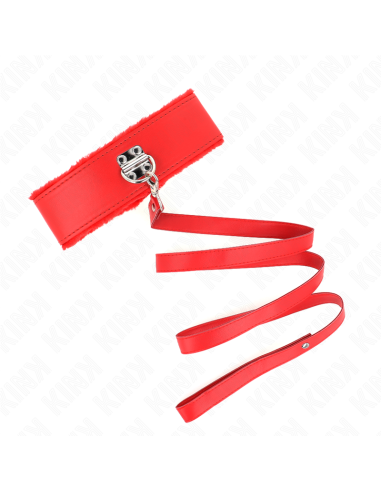 Kink - Collar Con Correa 116 Cm Con Tachuelas Plateadas Modelo 4 Rojo Ajustable 40-48 Cm X 6 Cm