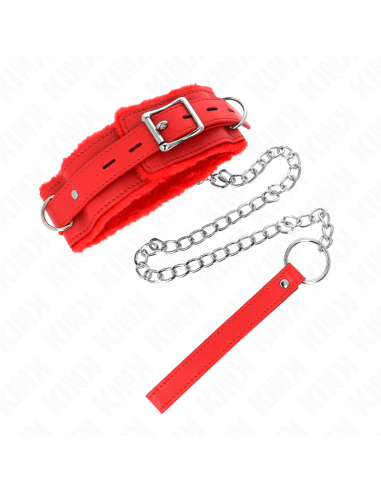 Kink - Collar Con Correa 65 Cm Con Restricciones Rojo Ajustable 36-42 Cm X 5.5 Cm