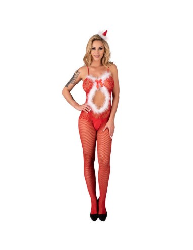 Livco Corsetti Fashion - Magali Lc 17178 Bodystocking Crotchless Navideño Talla única