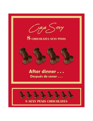 Caja Roja Sexy Forma De Pene Chocolate Negro 8 Unidades