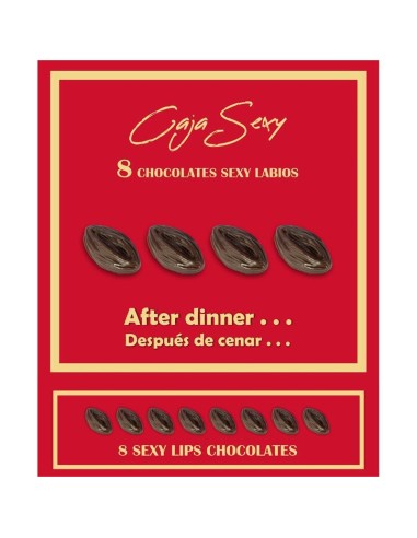 Caja Roja Sexy Forma De Labios Chocolate Negro 8 Unidades