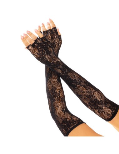 Leg Avenue - Guantes Sin Dedos Red Floral Negro