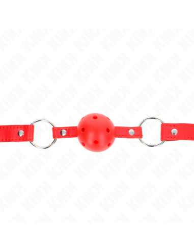 Kink - Mordaza De Bola 4 Cm Transpirable Con Doble Remache Modelo 1 Rojo 62 X 2.5 Cm Ajustable 42-58 Cm