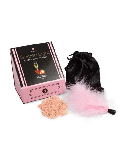 Secretplay - Golden Light Kit Polvos Comestibles Y Pluma Fresas & Cava