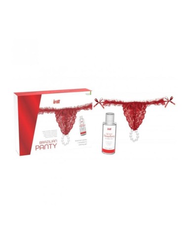 Intt Releases - Panty Brasileño Roja Con Perlas Y Gel Lubricante 50 Ml