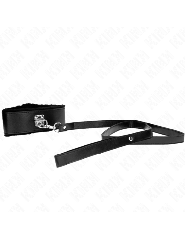 Kink - Collar Con Correa 116 Cm Con Tachuelas Plateadas Modelo 4 Negro Ajustable 40-48 Cm X 6 Cm