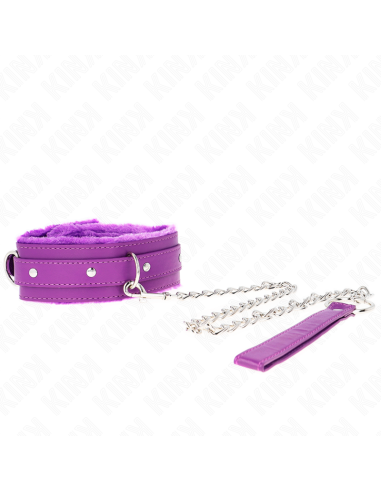 Kink - Collar Con Correa 65 Cm Con Restricciones Morado Ajustable 36-42 Cm X 5.5 Cm