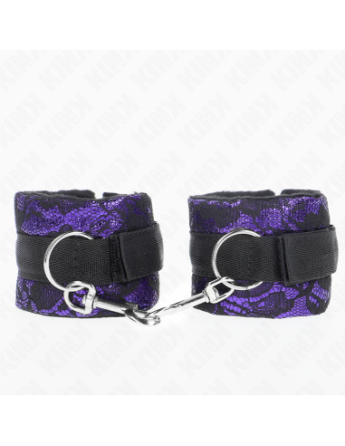 Kink - Muñequeras Cortas De Encaje Terciopelo Y Unión De Nylon Violeta/negro 23 X 6.5 Cm