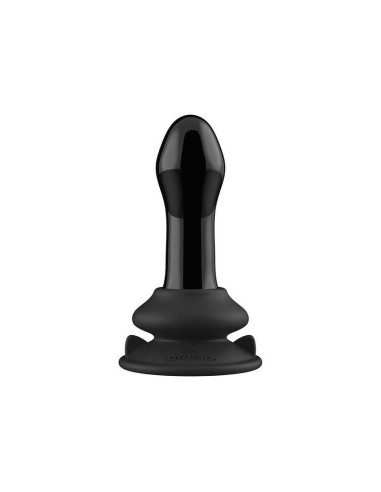 Pluggy - Glass Vibrator - With Suction Cup And Remote - Recargable - 10 Velocidades - Negro