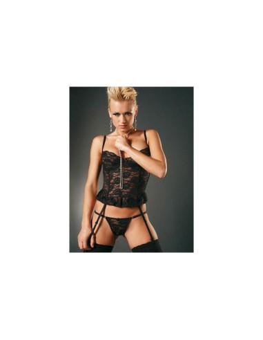 Sensual Corpiño Sexy Corto De Blonda Con Ligueros De Ropa Interior Femenina Negro Talla M