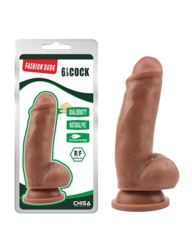 Dildo Dual Density Fashion Dude 17.5 X 4.9 Cm Bronceado