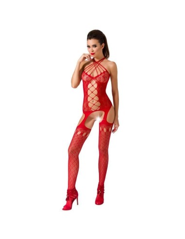 Passion - Woman Bs056 Bodystocking Rojo Talla Unica