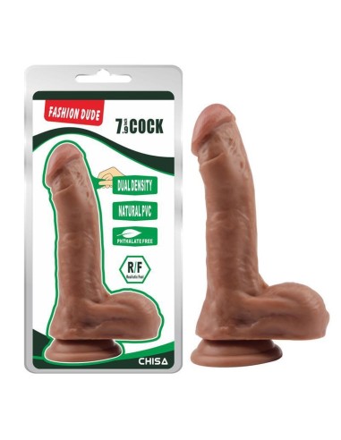 Dildo Dual Density Fashion Dude 20.5 X 4.5 Cm Bronceado