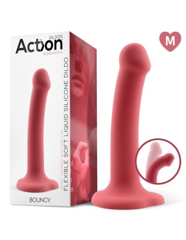 Dildo  Bouncy Silicona Líquida Hiper Flexible 7 - 18 Cm Talla M Burgundy