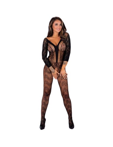 Livco Corsetti Fashion - Cordill Lc 17357 Bodystocking Crotchless Negro Talla única