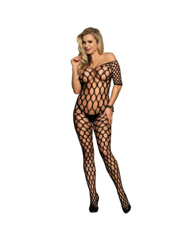 Subblime - 951719 Bodystocking De Rejilla Hombros Descubiertos Negro Talla única