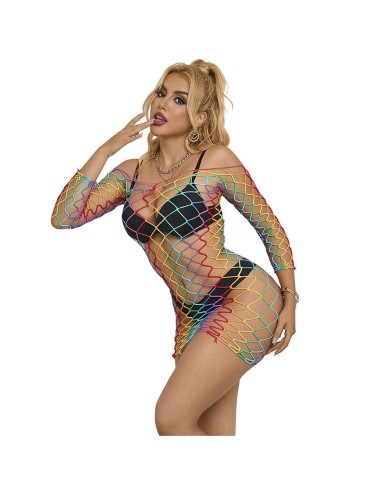 Subblime - 952426 Bodystocking De Rejilla Manga Larga Arcoiris Talla única