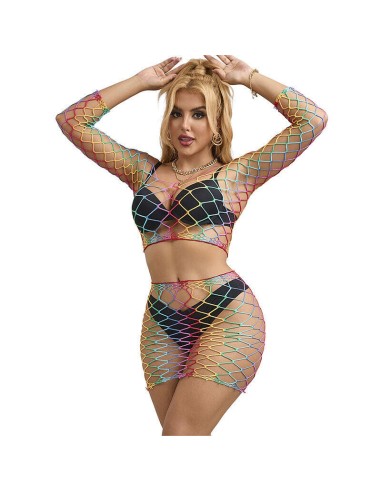 Subblime - 952440 Bodystocking De Rejilla 2 Piezas Manga Larga Arcoiris Talla única