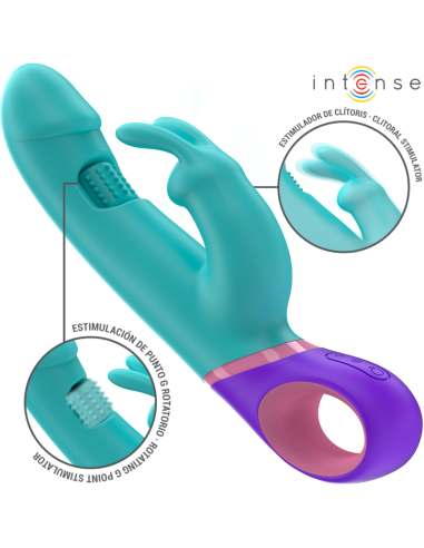 Intense - Mónica Vibrador Rabbit Con Estimulador Rotatorio Del Punto G Azul