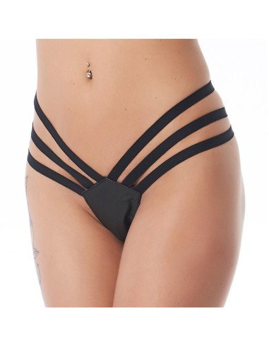 Tanga  Cuero  Negro Talla única