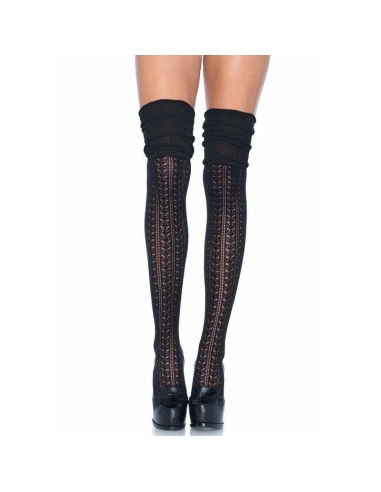 Leg Avenue - Calcetines Puntilla Fruncidos Negro