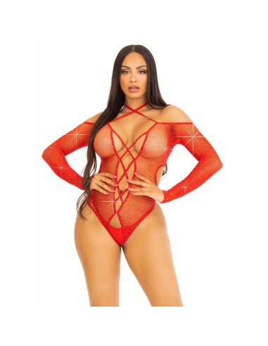 Leg Avenue - Body Crotchless Con Brillo Rojo