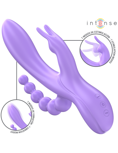 Intense - Miko Triple Vibrador Rabbit & Estimulador & Anal 7 Vibraciones Morado