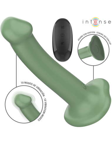 Intense - Becca Vibrador Con Ventosa 10 Vibraciones Verde Control Remoto