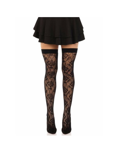 Leg Avenue - Medias Red Rosas Silvestres Negro