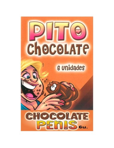 Caja Comic Forma Pene Chocolate Negro 6 Unidades