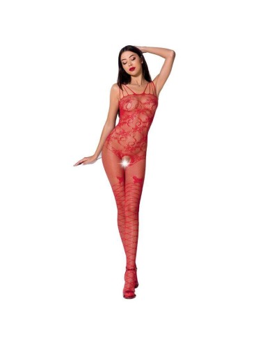 Passion - Woman Bs076 Bodystocking Talla Unica Rojo