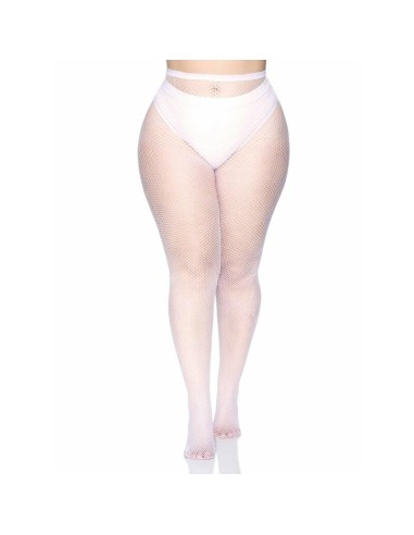 Leg Avenue - Medias Pantyhouse Blanco Plus Size