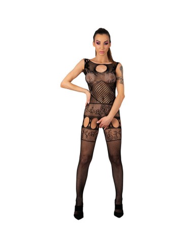 Livco Corsetti Fashion - Ambroise Lc 17352 Bodystocking Crotchless Negro Talla única