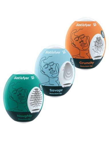 Satisfyer - 3 Huevos Masturbadores Naughty, Savage & Crunchy