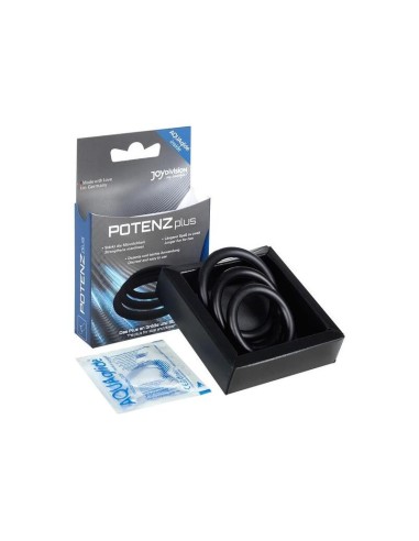 Joydivision Potenzduo - Plus Pack 3 Anillos Para Pene Negro - S, M, L